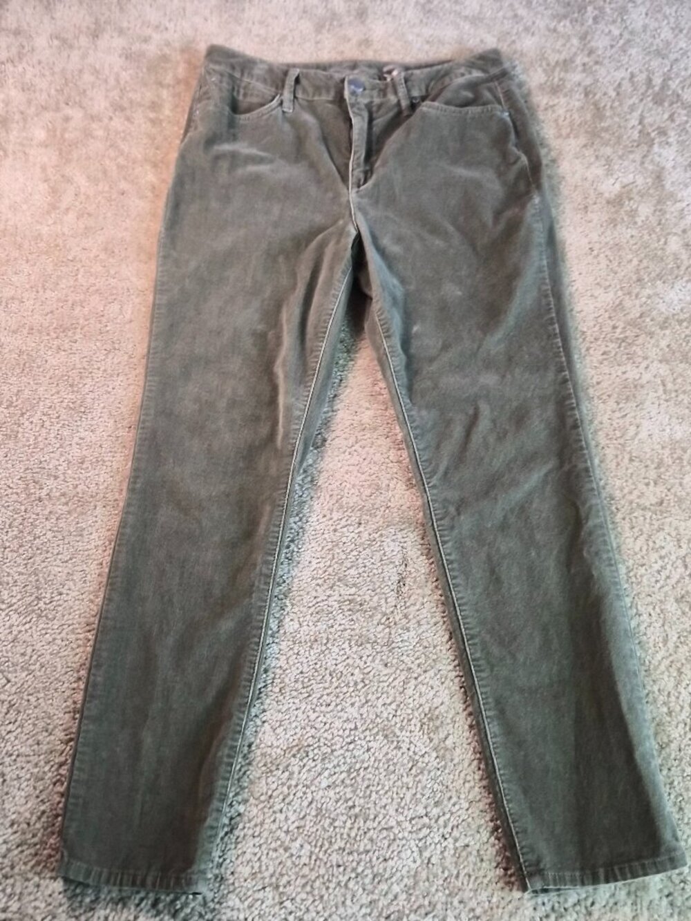 Seven7 Ultra High Rise Skinny Corduroy Jeans Pants Size 12 Green Stretch G028